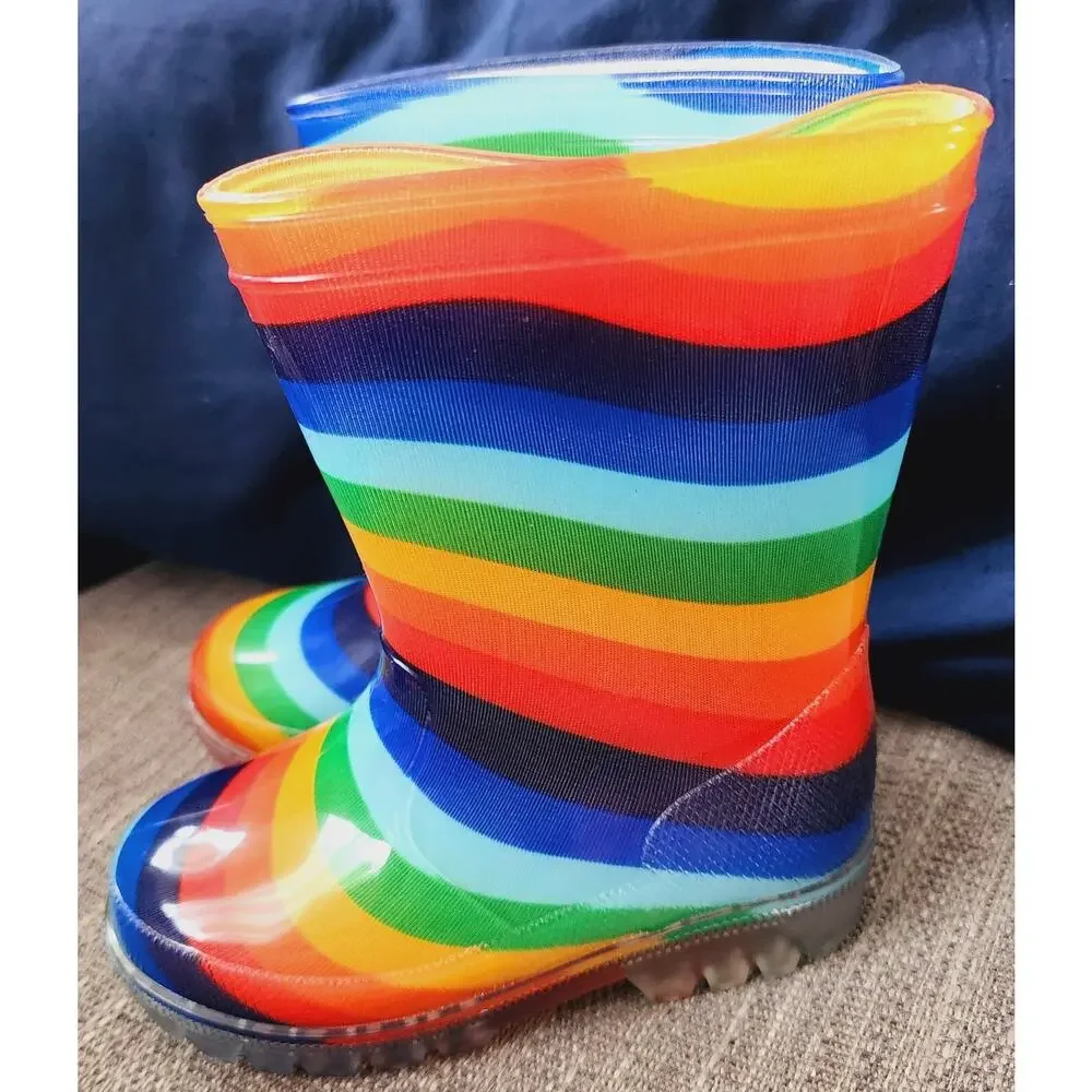 Jasom Girls Rainbow Rubber Rain Boot. Size 7 New with Original pkg. Style 86759